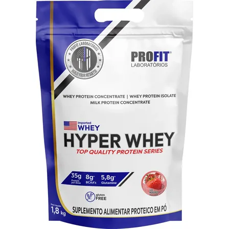 Whey Protein Hyper Whey 1,8kg Morango - Profit Laboratórios