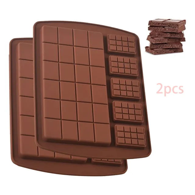 Moldes de Silicona para Barras de Chocolate – 2 Piezas Antiadherentes Reutilizables, Moldes para Hacer Dulces, Caramelos, Jabones o Postres DIY, Resistentes al Calor, Marrón