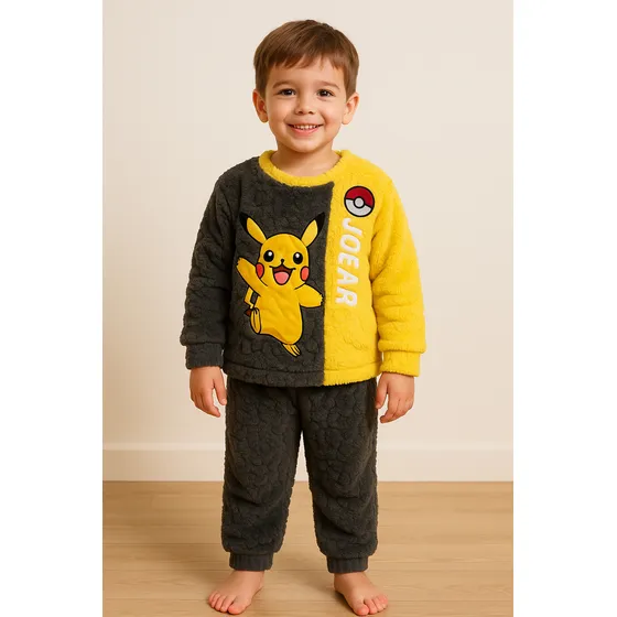 Pijama Invierno Peluche Infantil Niño Bordado Personajes