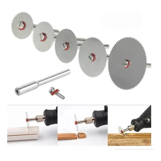 Mini Juego Discos Sierra Con Mandril X 6 Pcs Para Mototool