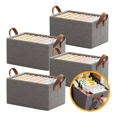 Kit 4 Cesto Caixa Organizadora Dobrável Guarda Roupa Grande