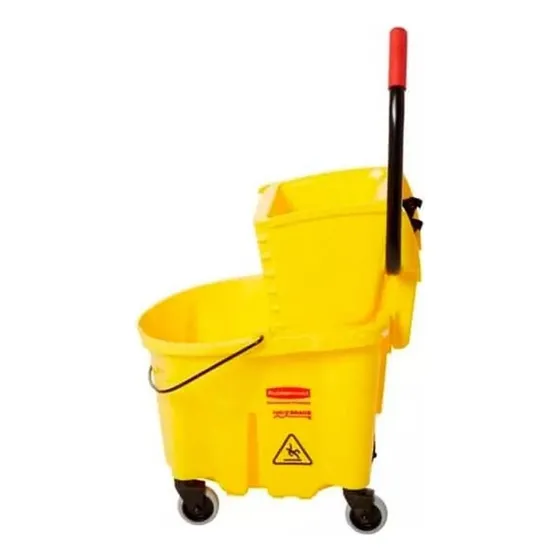 Cubeta Rubbermaid wavebrake amarillo 33 L prensa lateral