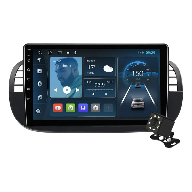 Estéreo 1+32g Cámara Para Fiat 500 2007-2015 Gps Wifi Bt Fm