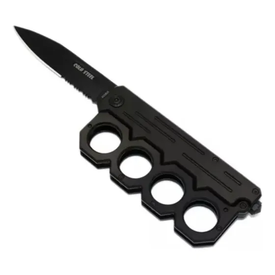 Cuchillo Semi Automático Y Manopla Metal, 2 En 1, Militar #4