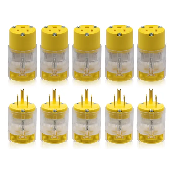 Juego De Conectores Y Enchufes Eléctricos Iluminados Amarill