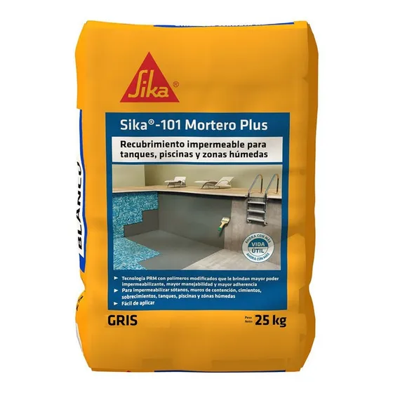 Sika 101 Mortero Plus Recubrimiento Impermeable Gris 25kg