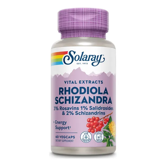 Suplemento Solaray De Rhodiola Y Esquizandra, 500 Mg, 60 Uni