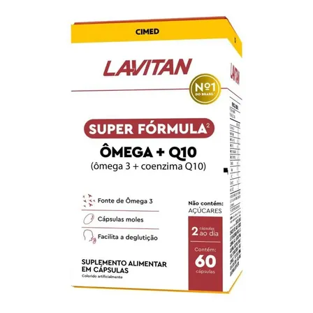 Lavitan Ômega Q10 Ômega 3 Com Coenzima Q10 60 Cápsulas Cimed Neutro