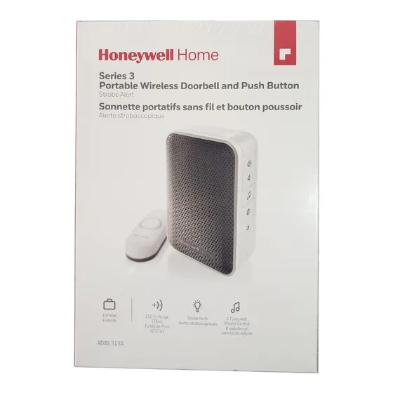 Timbre Portátil Inalámbrico Honeywell Serie 3 Con Pulsador 