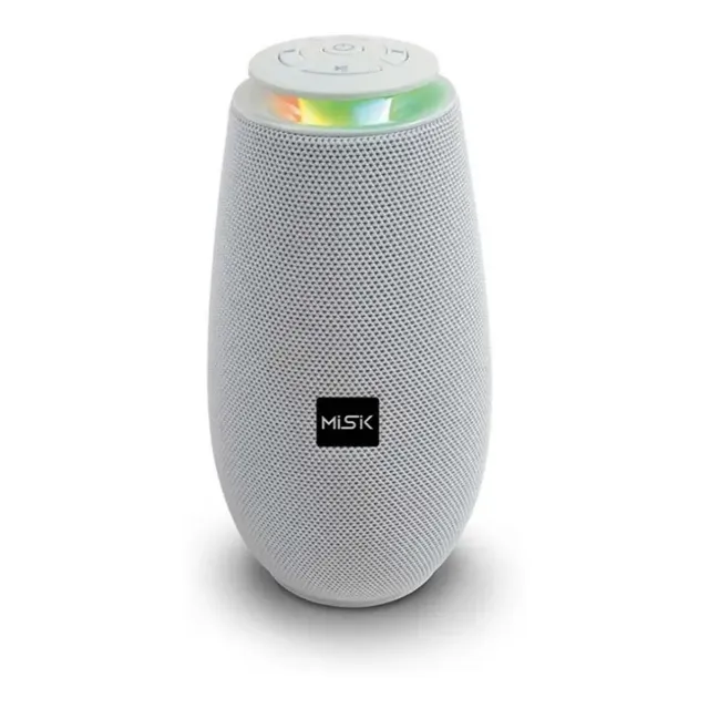 Bocina Misik Ms236-g Bluetooth, Tws, Reproductor De Tarjeta Micro Sd Y Usb,radio, Entrada Auxiliar Blanco 127v
