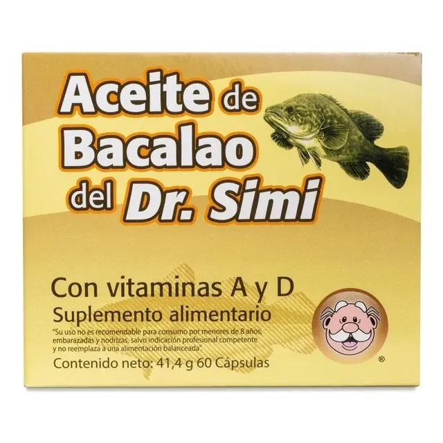Aceite De Hígado De Bacalao Dr Simi 60 Capsulas Vitamina A D Sin Sabor