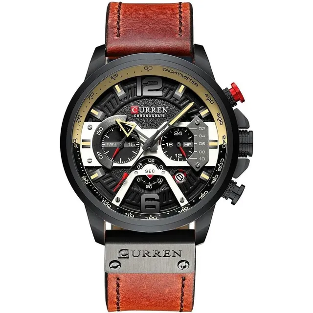 Reloj Hombre Curren Cuarzo Cronografo Correa De Cuero Lujo