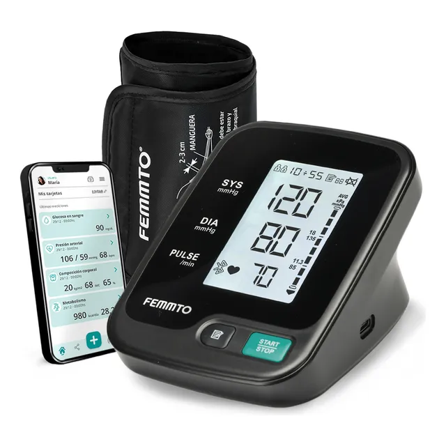 Tensiometro Digital Brazo Bluetooth Batería USB Medidor Presion Arterial Enfermeria Automatico Femmto