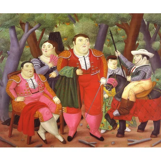 Lienzo Tela Fernando Botero El Zurdo Y Su Pandilla  70x88cm