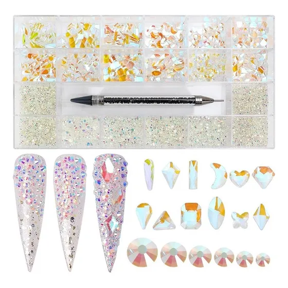 4400 Piezas Cristales Uñas Decoracions Kit Tornasol Nail Art