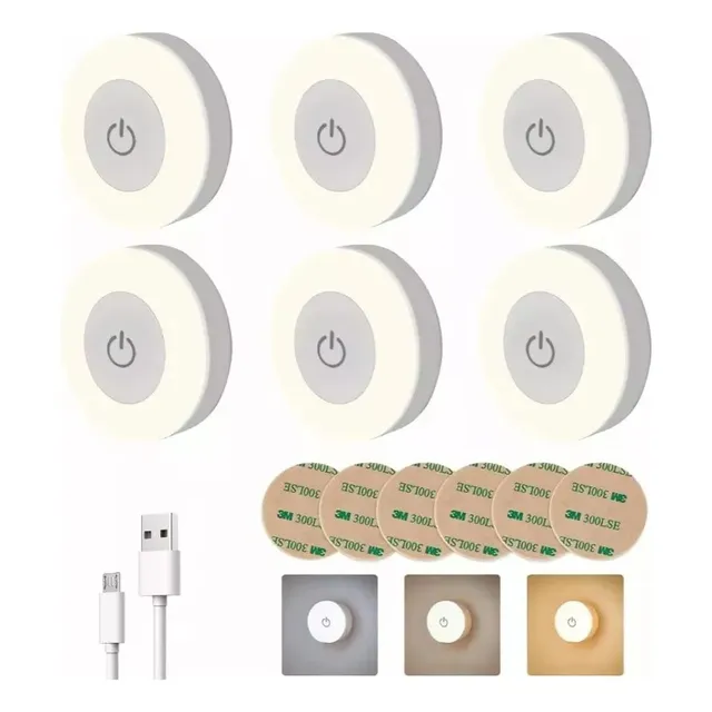 Luz De Led Clóset Lámpara Armario Noche Recargable Usb 6pzs