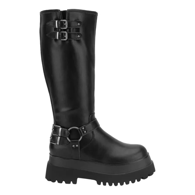 Bota Moto Corte Liso Con Herraje Goodyear Negro Mujer 2312