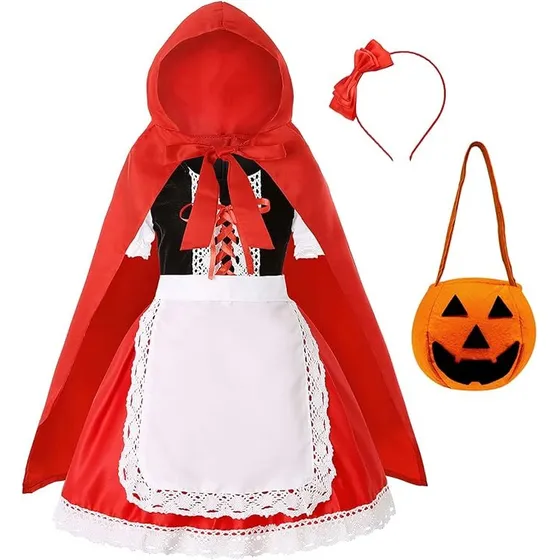 Disfraz Vestido Caperucita Roja Con Accesorios Y Canasta