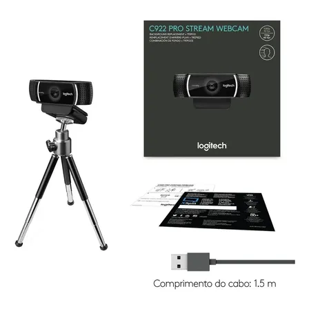 Webcam Full HD Logitech C922 Pro Stream com Microfone Embutido