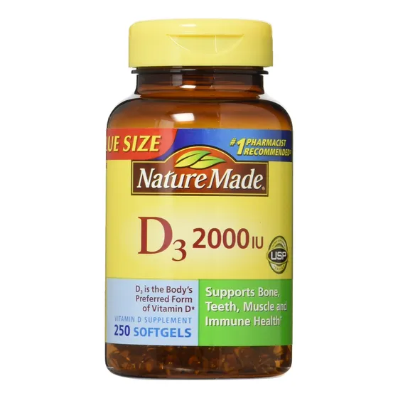 Suplemento De Vitamina D3 De 2000 Ui Y 250 Cápsulas Blandas 