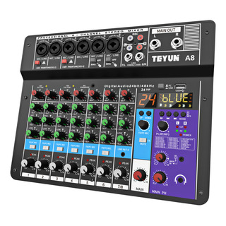 Mesa De Som Teyun A8 Com 8 Canais Bluetooth Usb Phantom+ 48v Mesa De Som Teyun A8 Com 8 Canais Bluetooth Usb Phantom+ 48v