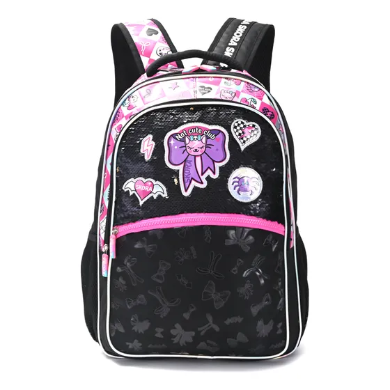Mochila Skora Escolar Estampa Infantil Lentejuelas 18p Niña