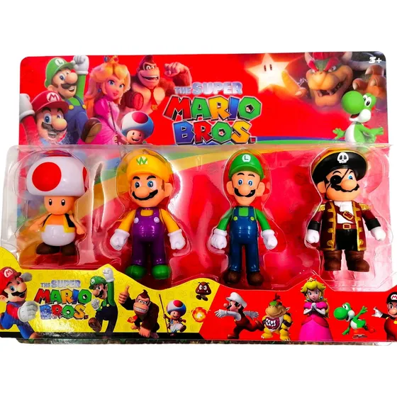 Figuras Mario Bros Set X4 Donkey Peach Toad Bowser Yoshi