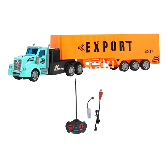 Mula Control Remoto Contenedor 1:48 Truck Carga Tractomula Camion Color Verde Naranja Personaje Macrooutlet