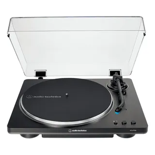Toca-discos Audio-Technica LP70X cor preta design Hi-Fi automático