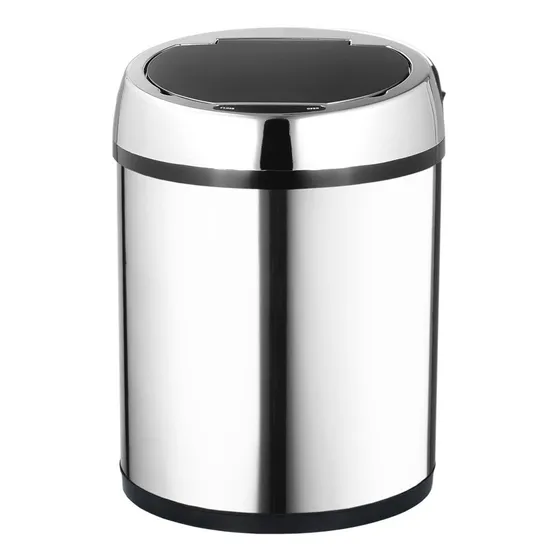 Lixeira Inox redonda com Tampa Automática por Sensor capacidade 9 Litros balde removivel Tssaper