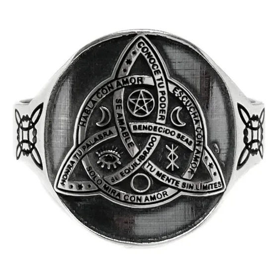 Anillo Wicca Nudo Buena Bruja Triqueta Plata 925 Regulable Plata 925 B - Mediano Plata 925