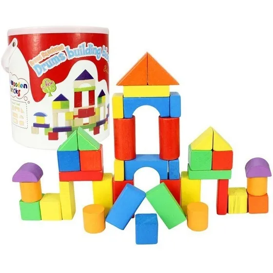 Bloques Madera Didacticos Balde Niños Motricidad Fina Piki 