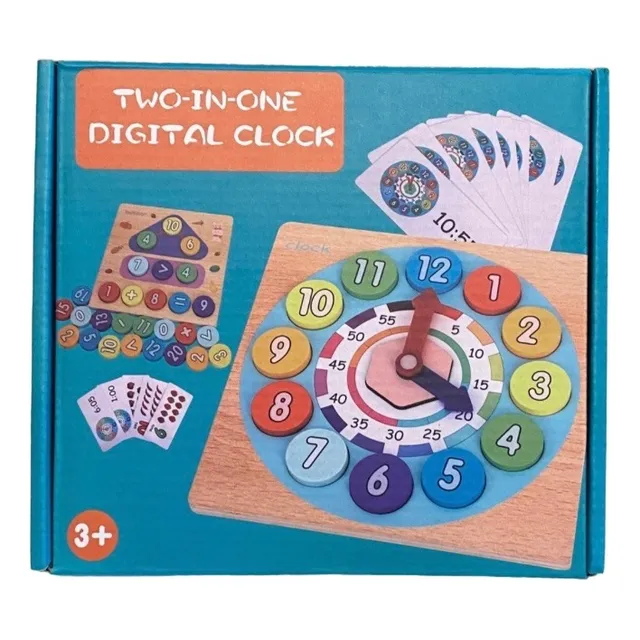 Set Juguete En Ingles Contar Hora Digital Madera Didáctico