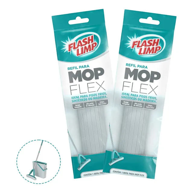 Refil Para Mop Flex Lava Seca E Limpa Pva Flash Limp Kit C/2