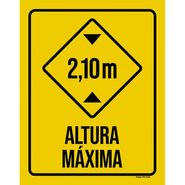 Placa Sinalização - Altura Máxima 2m10 Amarela 36x46
