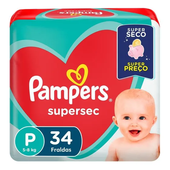 Fraldas Pampers Supersec P 34 Unidades