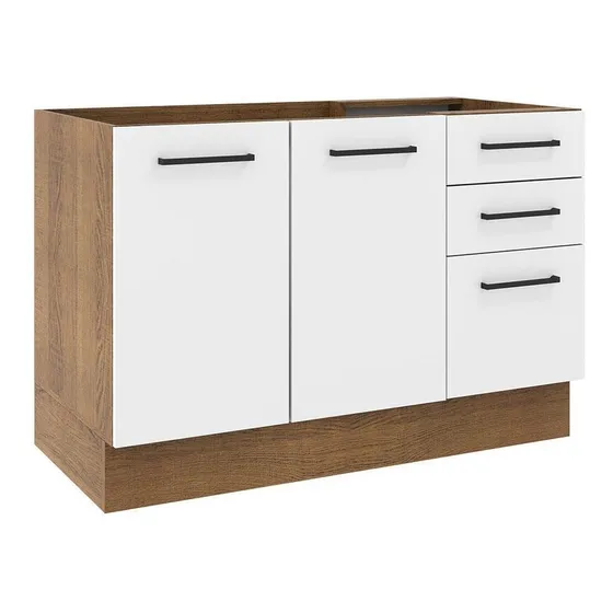 Gabinete Bajo Cocina Madesa Agata 120cm Sin Encimera Color Marrón/Blanco