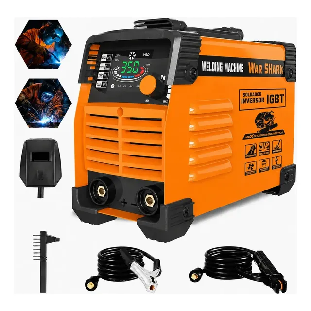 Máquina De Solda Inversora 350a Mma Tig Lcd Digital Amarelo