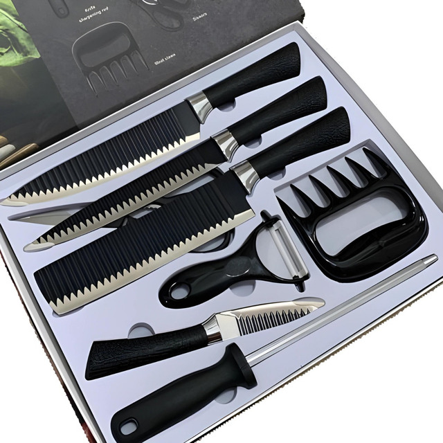 Conjunto De Facas Chef Profissional 8 Peças Churrasco Inox Conjunto De Facas Chef Profissional 8 Peças Churrasco Inox
