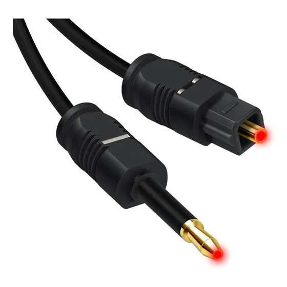 Cabo Óptico 3 Metros Áudio Digital Mini Toslink 3,5mm Spdif Compatível com Alexa ChromeCast Som TV Caixa de Som Soundbar Home Theater Alta Qualidade