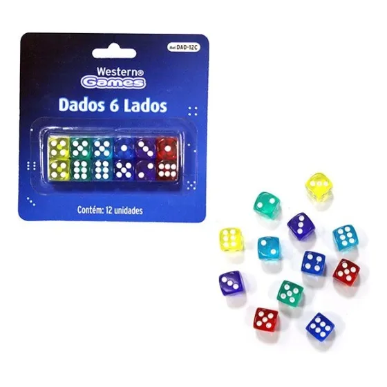 Kit Com 12 Dados Coloridos Para Jogos De Tabuleiro Cor Colorido