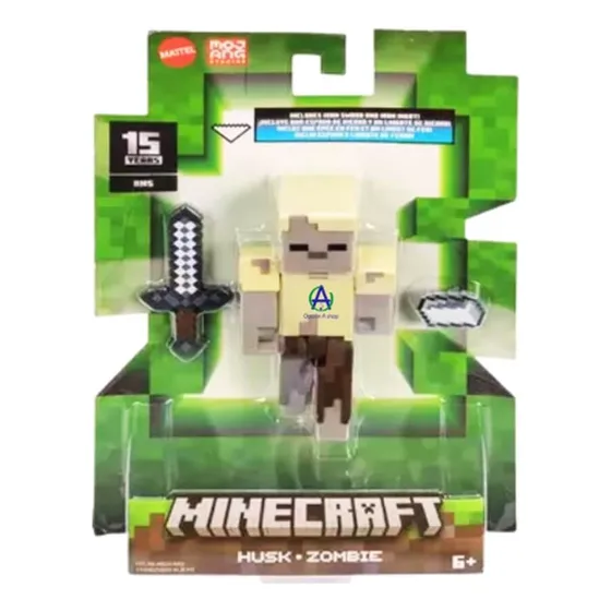 Minecraft Zombie Momifié Incluye Espada Y Pico De Hierro