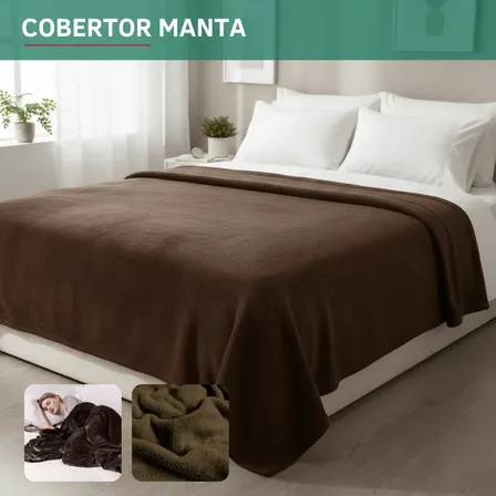 Cobertor Manta Microfibra Casal 2,20 X 1,80 Quentinha Toque Aveludado Confortável Luxo Cor Marrom