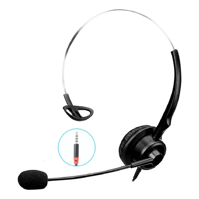 Diadema Mono Auricular Callcenter 3.5mm Microfono Flexible 