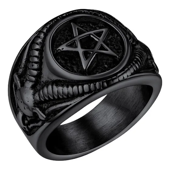 Anéis De Cabra Masculinos Baphomet Lúcifer Símbolo De Sataná