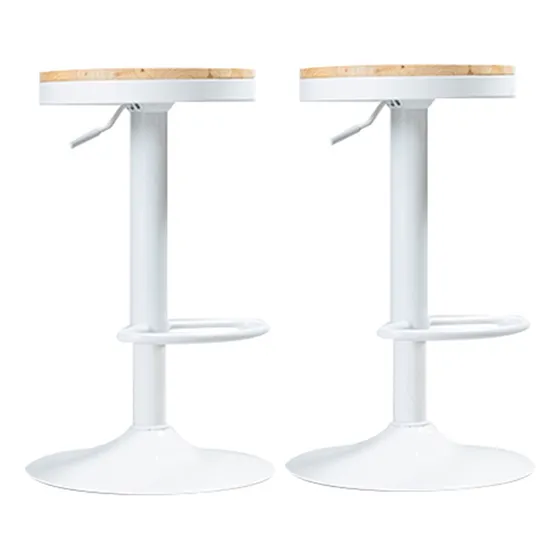 Pack 2 Taburetes Aron Regulable Pisos Bar Asiento De Madera