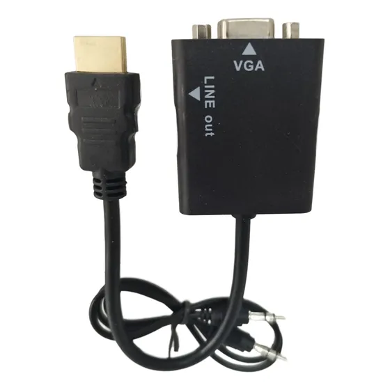Cabo Conversor Adaptador Hdmi Para Vga C/ Saída Áudio