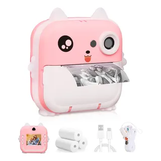Câmera Infantil Impressão Instantânea Filmadora Divertida Hd Rosa
