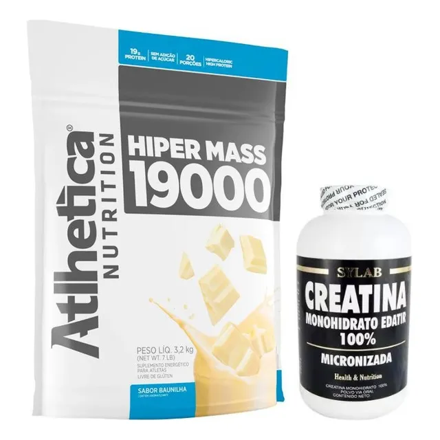 Atlhetica Hiper Mass 19000 3.2kg + Creatina Sylab 500g