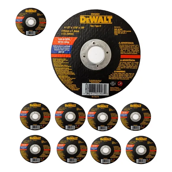 Disco De Corte 4 1/2 115mmx1.6mm Dewalt Dw44601 X 10pz
